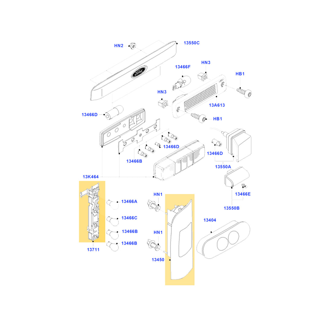 Ford Transit MK7 Rear Light Clusters Bulb Holders 1435881 YC1X13N004AC