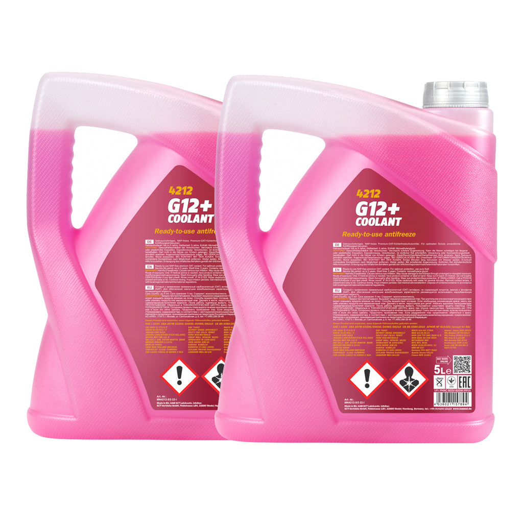 5L Mannol G12+ 4212 2x Coolant Red Antifreeze -30°C +125