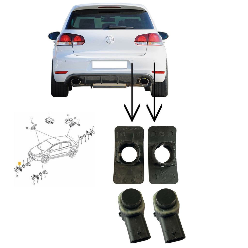 4 X Genuine Front /Rear PNC Sensors Holder Mounts Fits VW Mk6 Golf 5K0919493G
