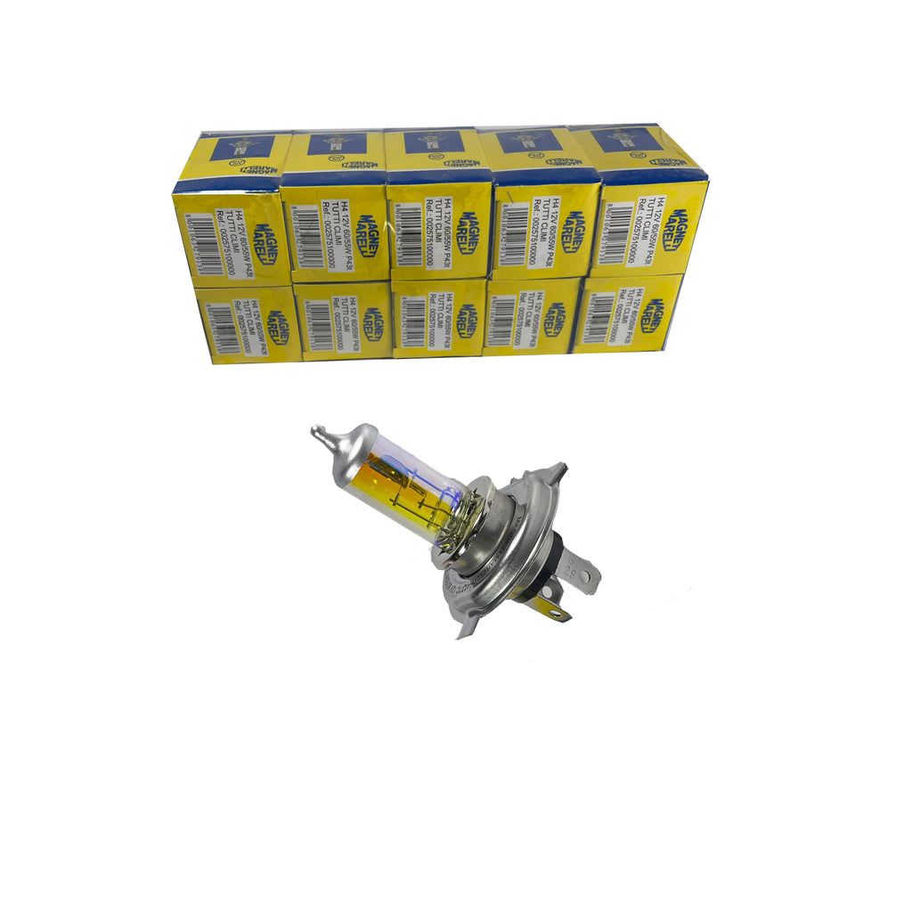 10 X Magnetti Marelli H4 12V Yellow P43t 60/55W Spotlight Headlight Fog Light Bulb 002575100000