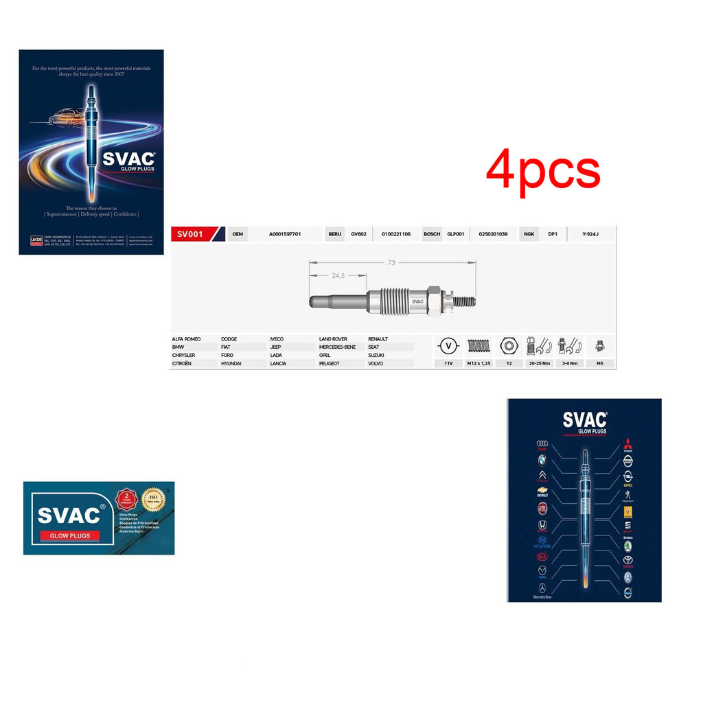 Mercedes BMW Ford Citroen Peugeot Renault Heater Glow Plugs Set 