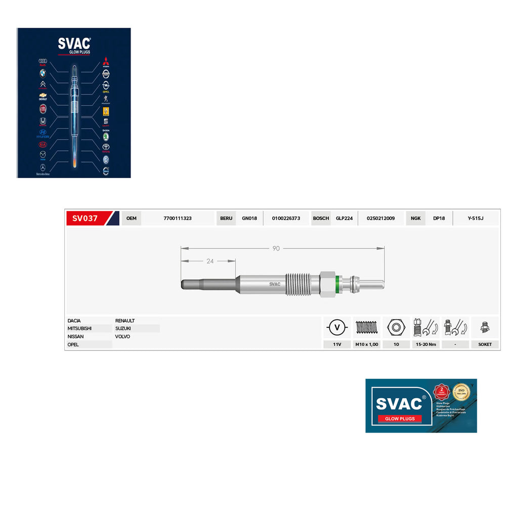  Dacia Mitsubishi Nissan Renault Suzuki Volvo Heater Glow Plugs Set 8200434855