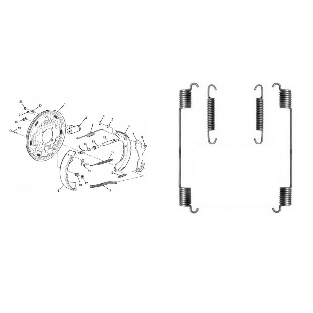 Rear Brake Shoe Fitting Kit Springs Fits Fiat Ford Lancia 4387350