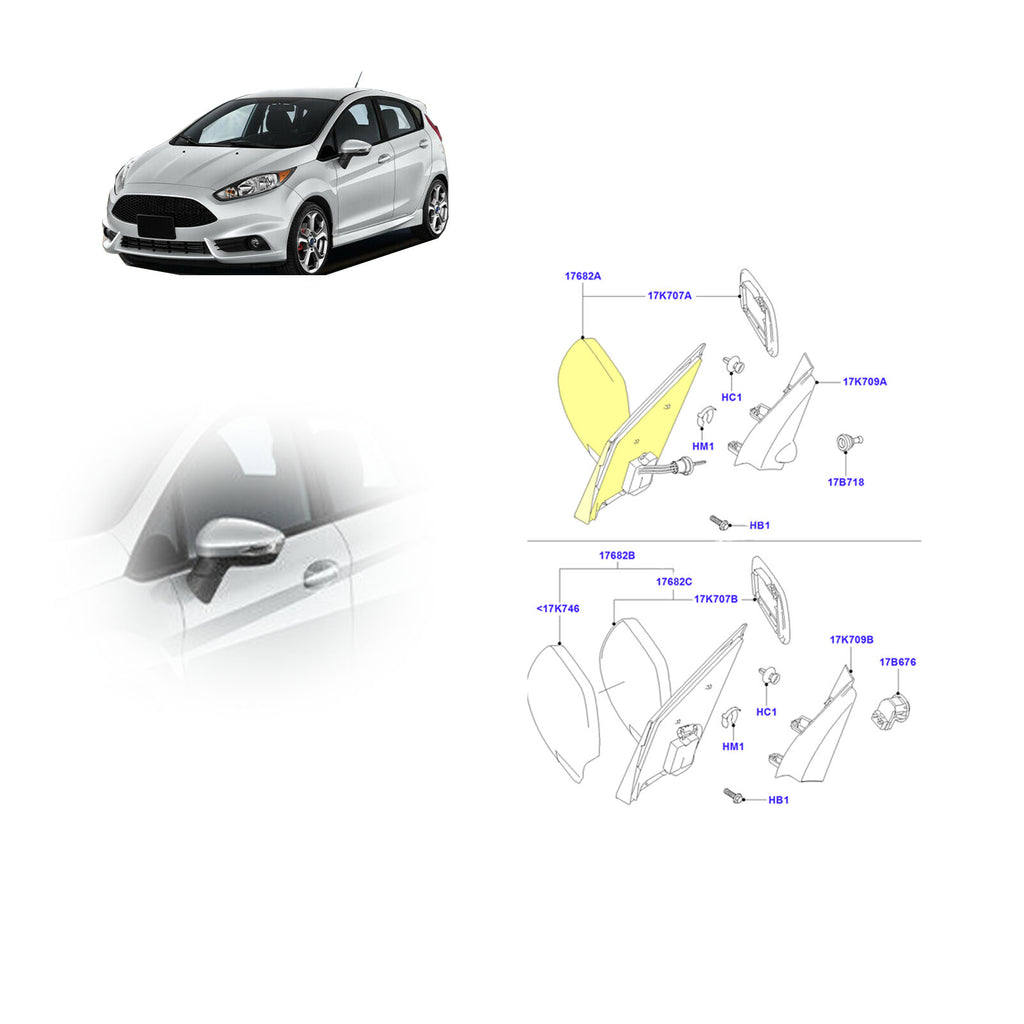 Wing Mirror Complete Set Right Side With Indicator Fits Ford Fiesta 8A6117682