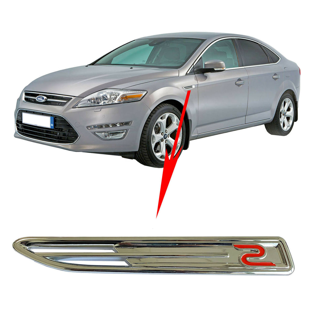 Ford Mondeo 2007 to 2012 Fits Red S Left Side Wing Frame Badge Emblem