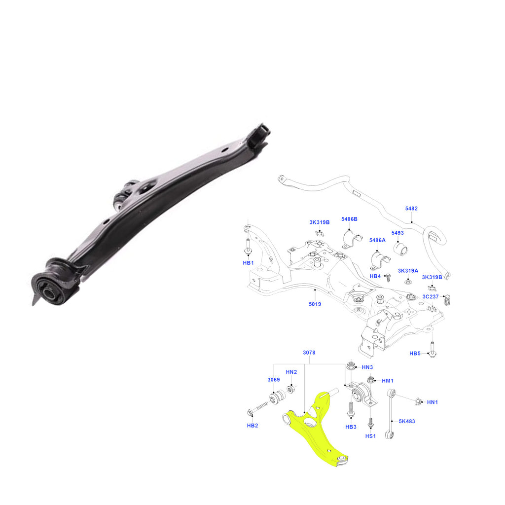 Lh Suspension Wishbone Arm Including Bearing Bushes Fits Transit Connect 1355048