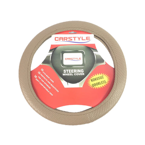 UNIVERSAL GRIP STEERING WHEEL COVER GLOVE BEIGE LUXURY HQ LEATHER