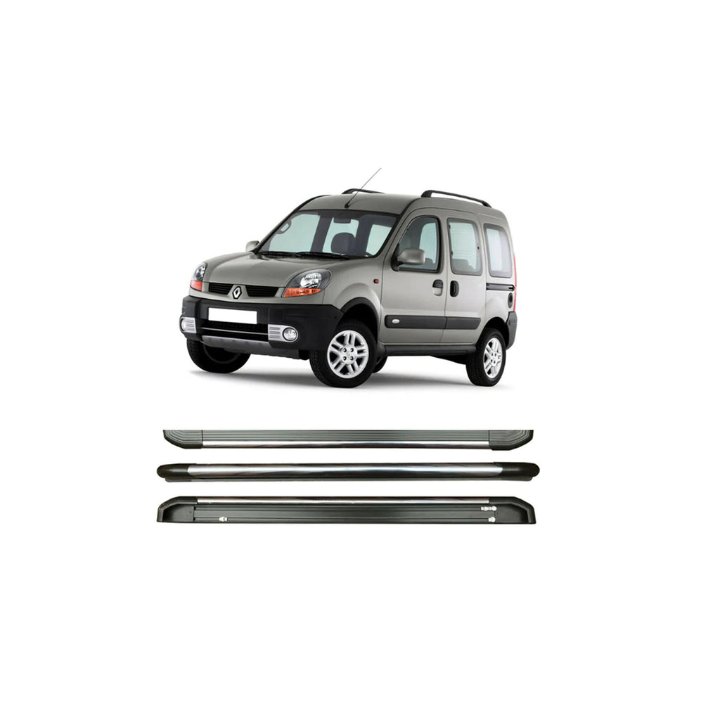 SAHRA BLACK SIDE STEPS RUNNING BOARDS FITS RENAULT KANGOO, 1999 to 2008