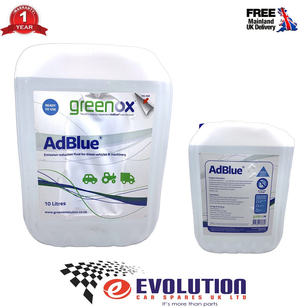 1 x 10L Greenox Fuel Additive AdBlue Emission Reduction Fluid for Diesel Vehicles with Pouring Spout