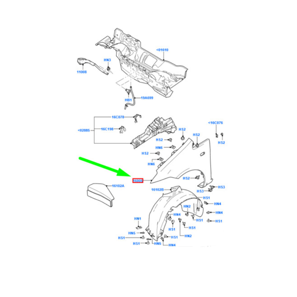 Front Fender Left Side Guide Fits Ford C-Max 2007 to 2010