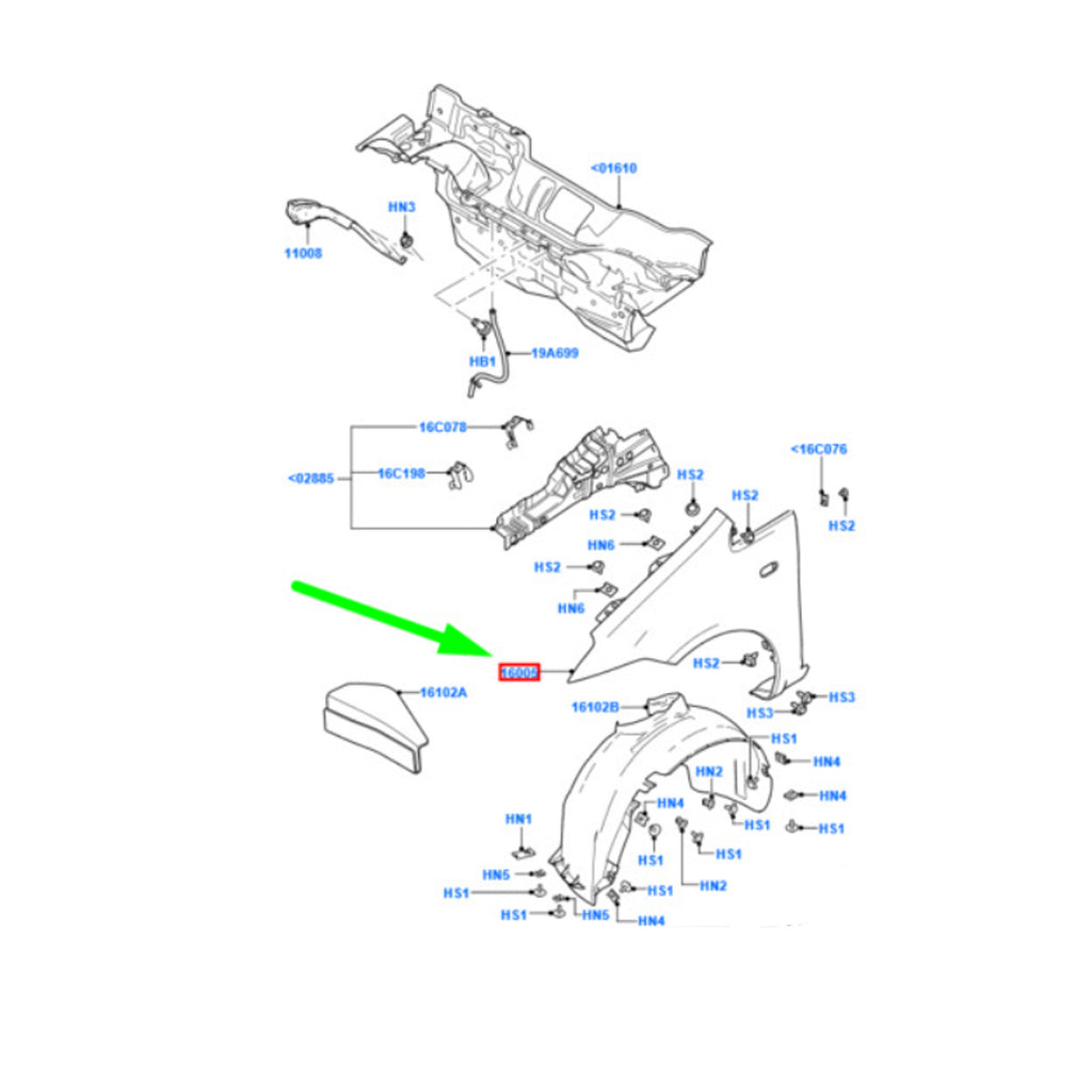 Front Fender Right Side Guide Fits Ford C-Max 2007 to 2010 P3M51 R16008 AM