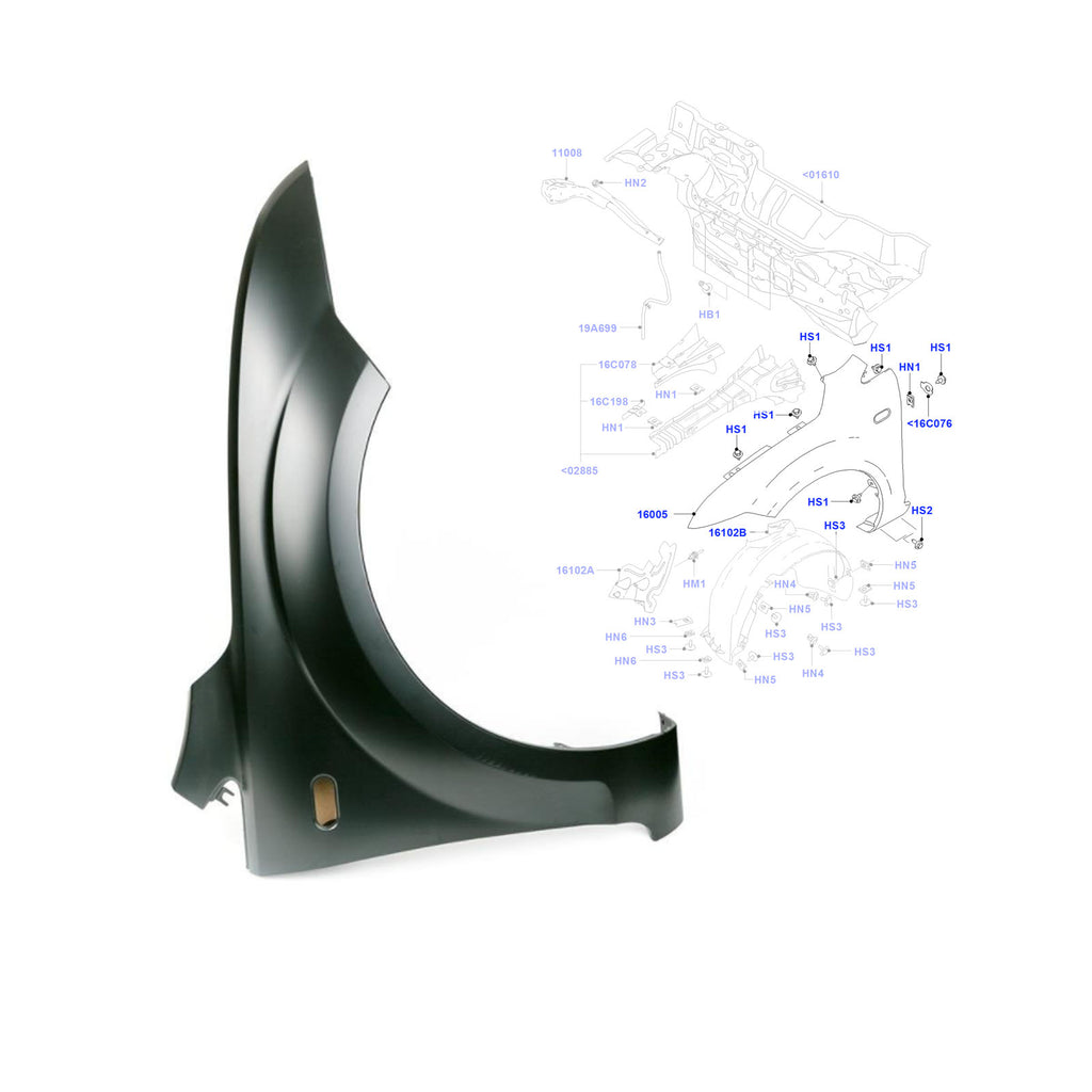 Ford Focus Mk2 Front Right Fender 1376483 P4M51A16008CA