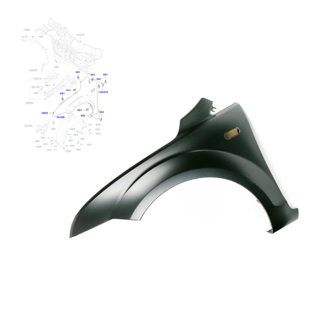 Ford Focus Mk2 Front Left Fender 1376484 P4M51A16009CA
