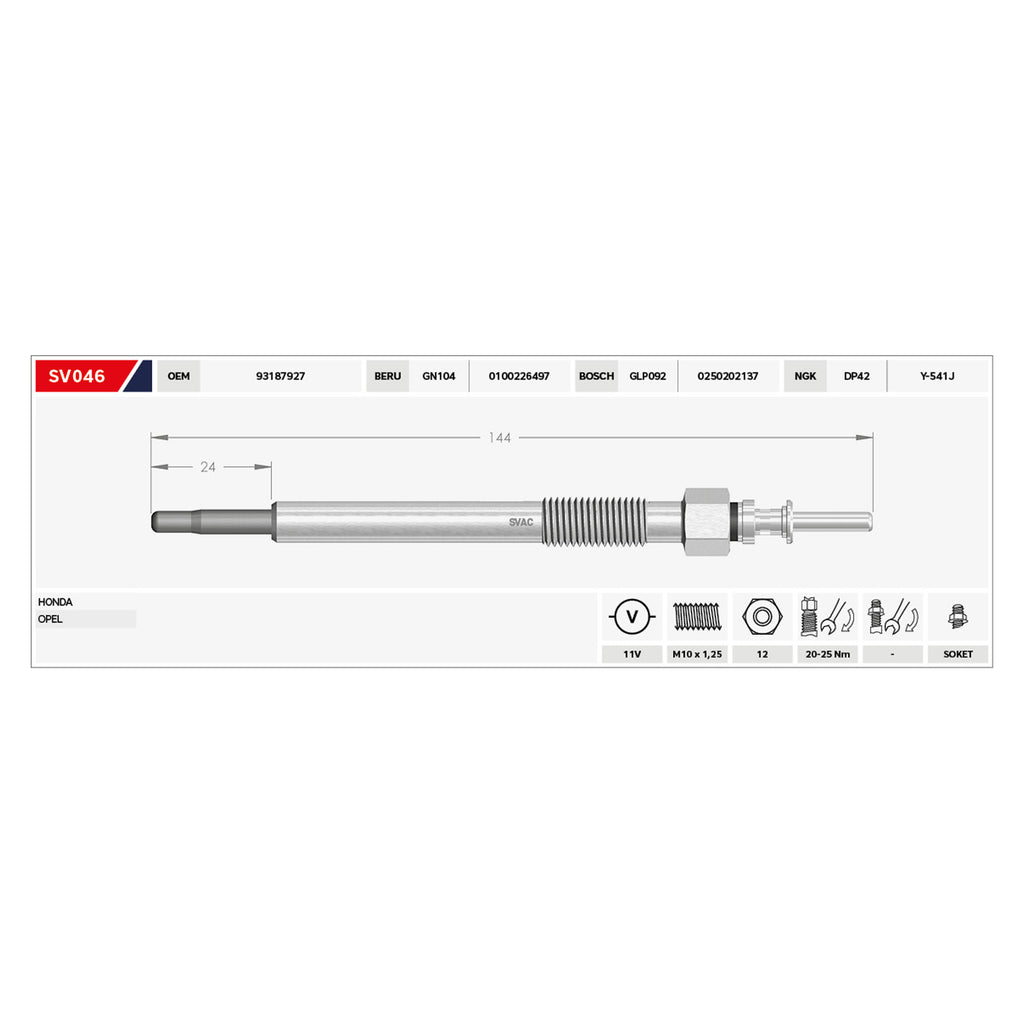 Honda Civic Heater Glow Plug Vauxhall Astra Corsa Meriva Zafira  93187927