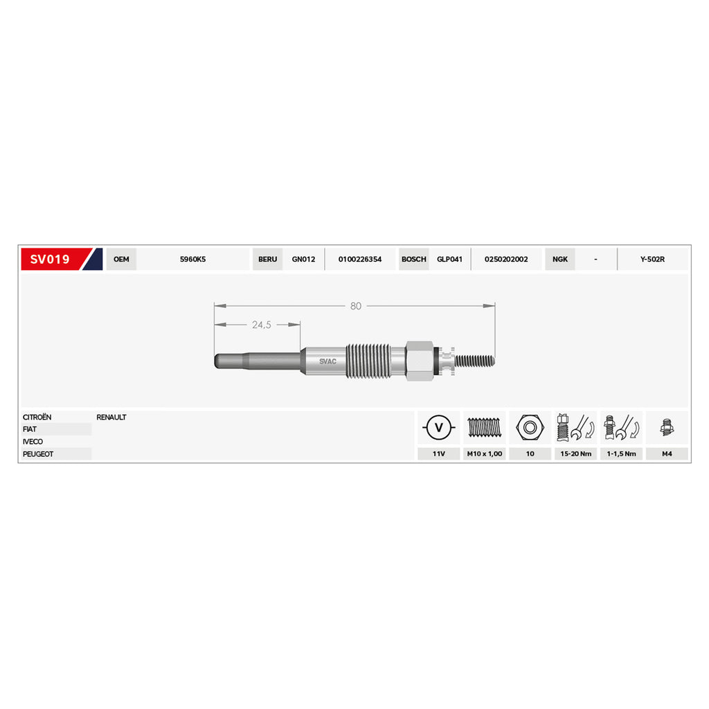 Citroen Relay Heater Glow Plug Ducato Daily Boxer Master Mascott  5001848095 5960K5