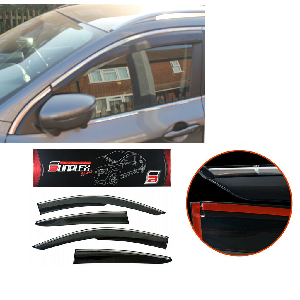 Nissan Qashqai Wind Rain Smoke Deflector Sunplex With Chrome 2007 to 2014