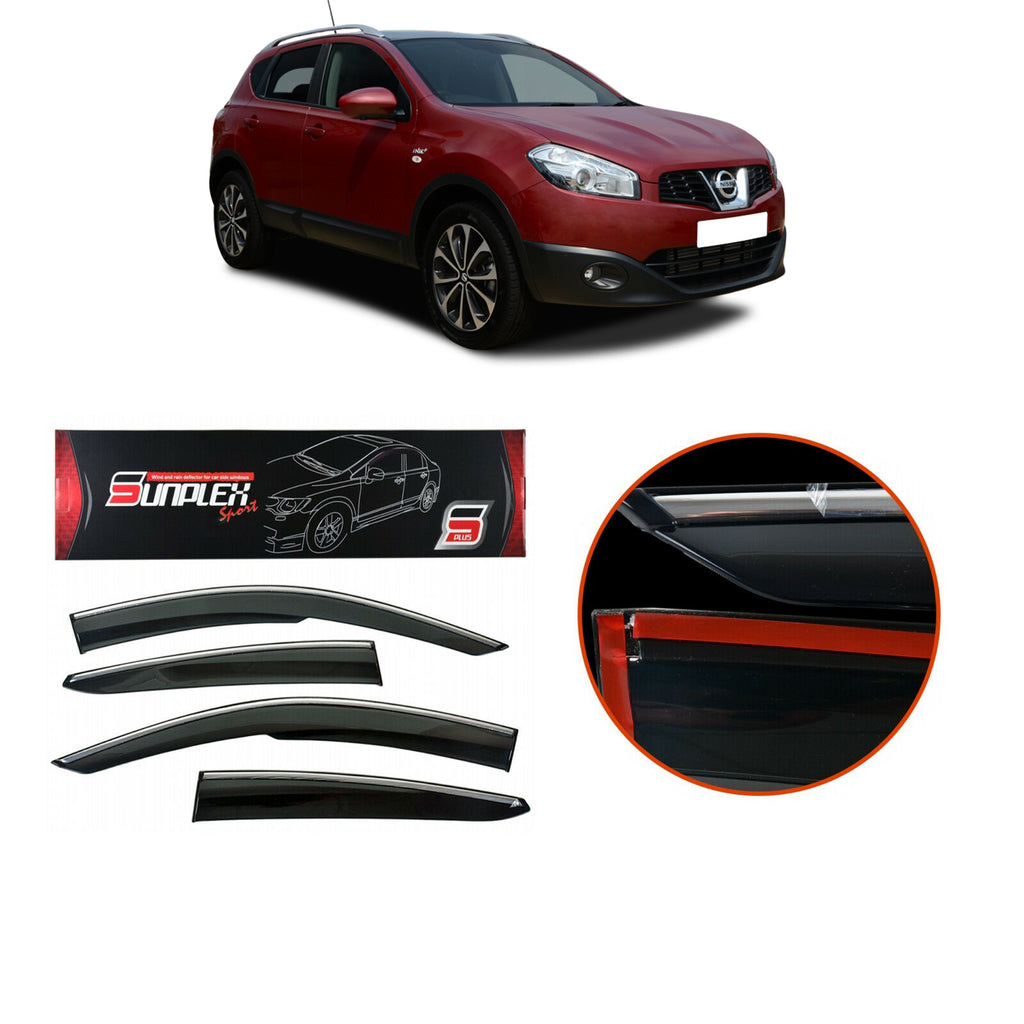 Nissan Qashqai Wind Rain Smoke Deflector Sunplex With Chrome 2007 to 2014
