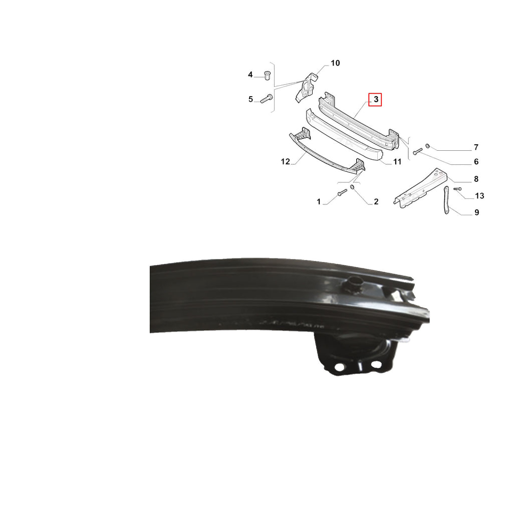 Fiat Doblo III Front Bumper Support Reinforcement Bar 2011 to 2015 51984389 51984389M
