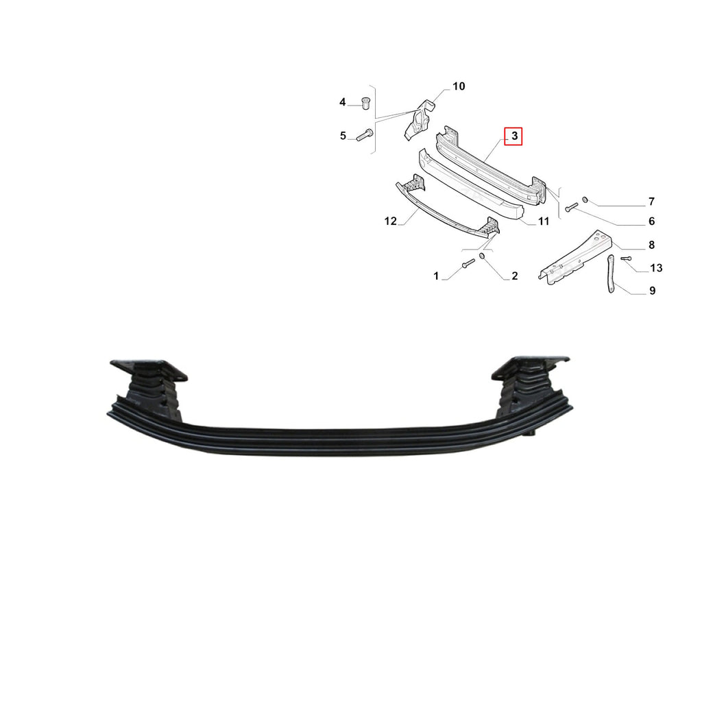 Fiat Doblo III Front Bumper Support Reinforcement Bar 2011 to 2015 51984389 51984389M