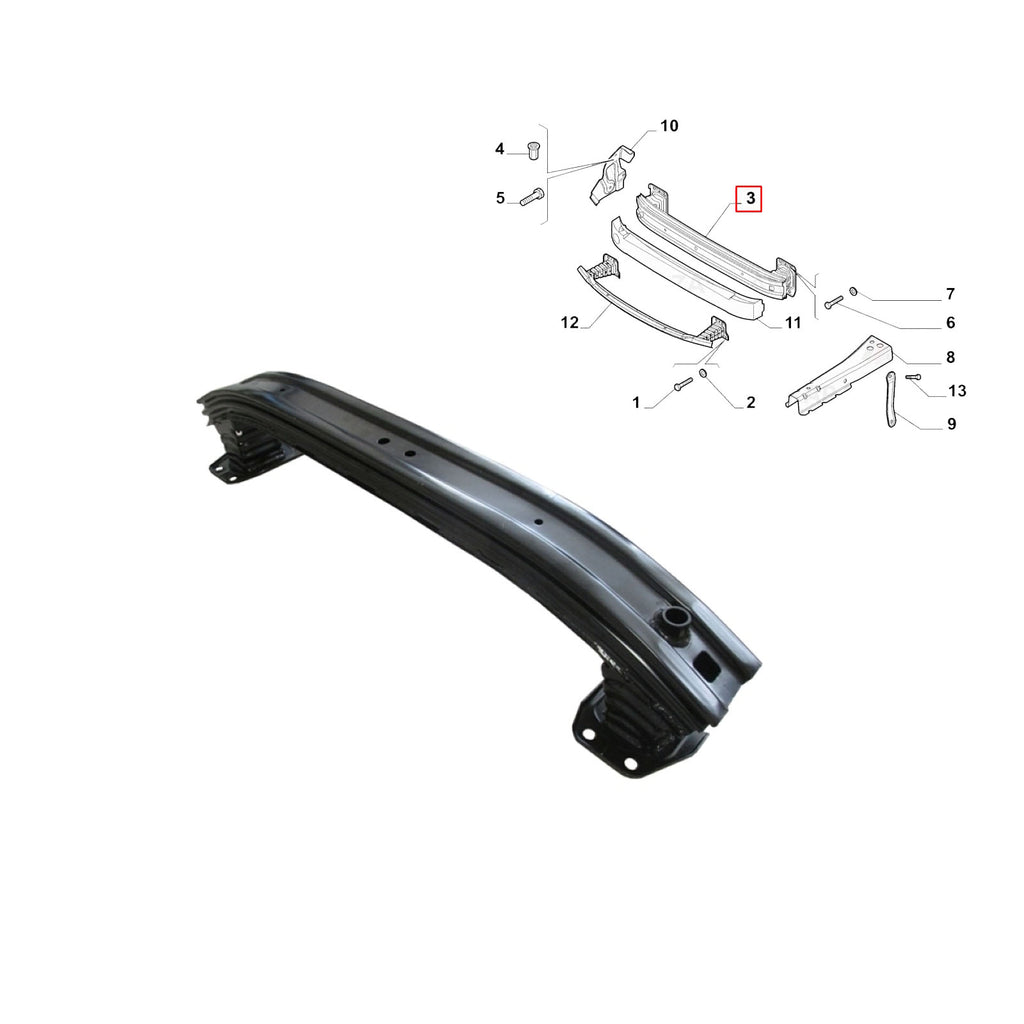 Fiat Doblo III Front Bumper Support Reinforcement Bar 2011 to 2015 51984389 51984389M
