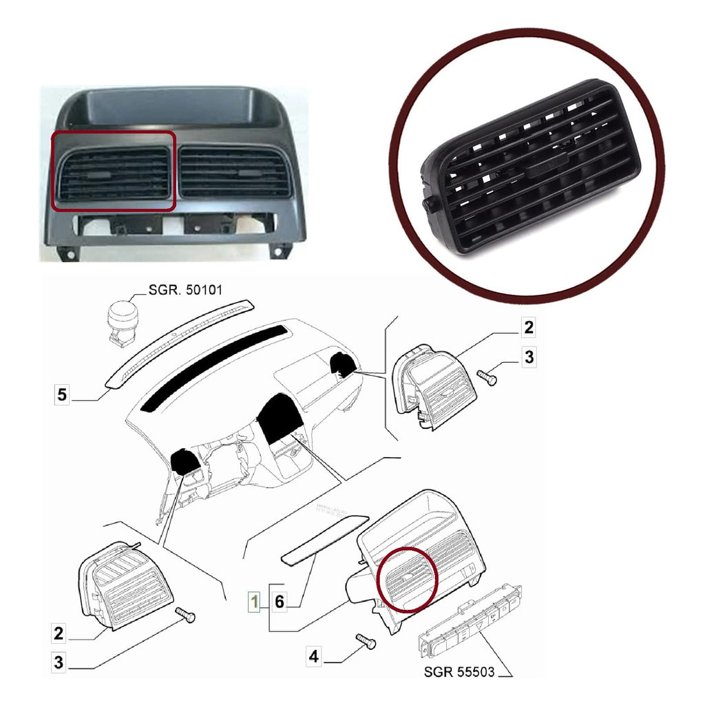 Fiat Linea Grande Punto Doblo Center Air Vent Diffuser Right 735491770