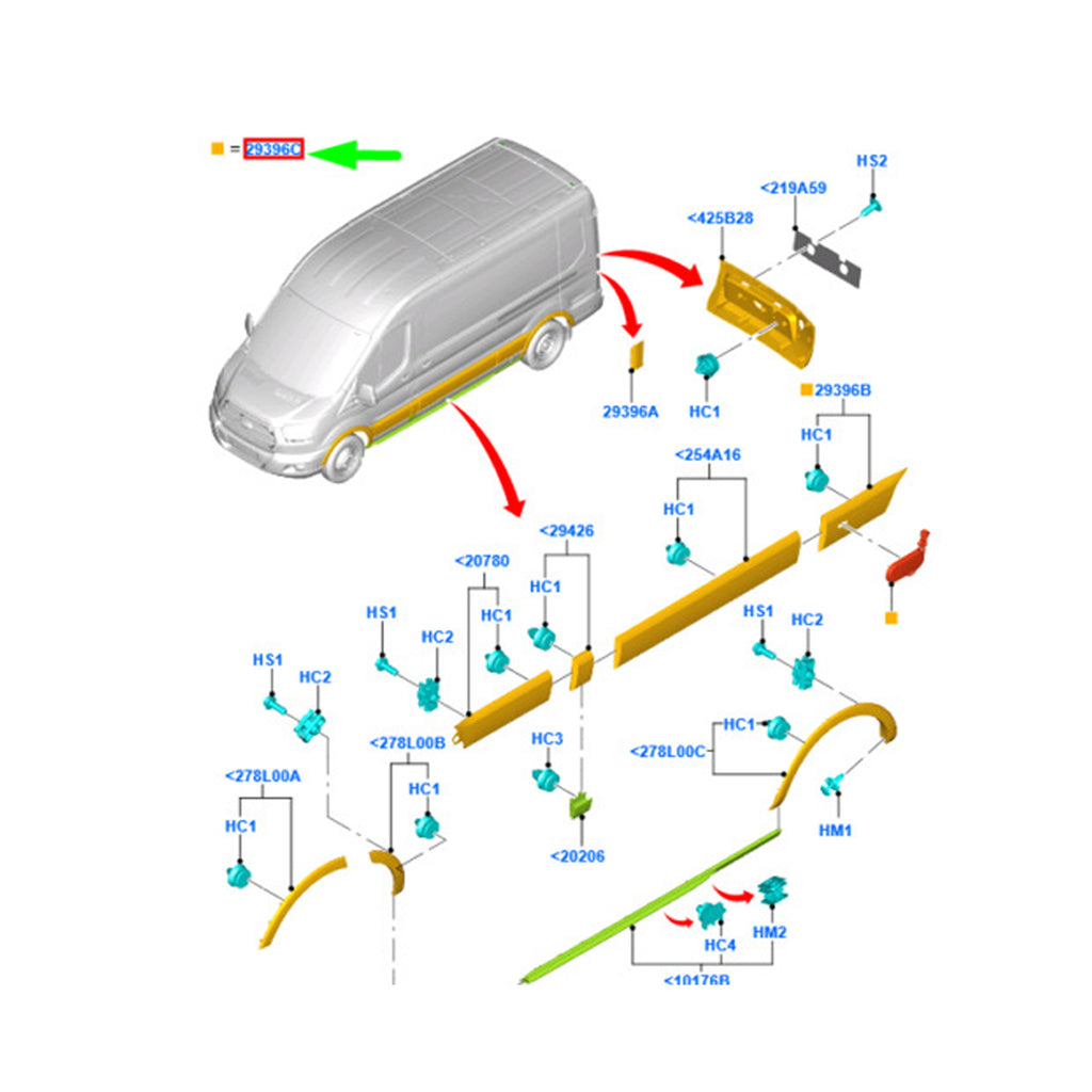 Ford Transit MK8 Rear LH Door Moulding With Hole Signal 1854498