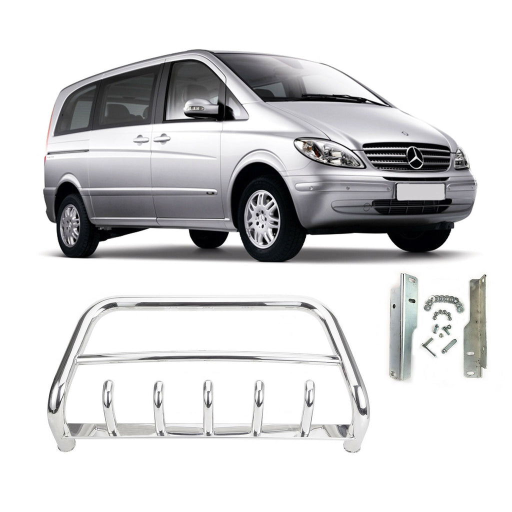 BULL BAR CHROME AXLE NUDGE A-BAR S.STEEL 60mm MERCEDES-BENZ VITO 2004 to 2010