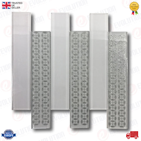 30x30 cm INTERLOCKING GLASS WALL TILE SILVER & GREY WITH CIRCLE DETAILS