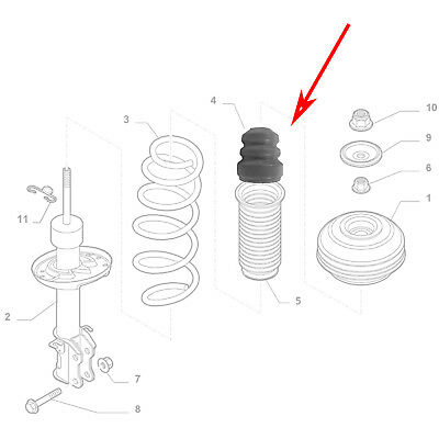 1 X FRONT SUSPENSION RUBBER BUFFER FITS CITROEN, FIAT, PEUGEOT 51775545