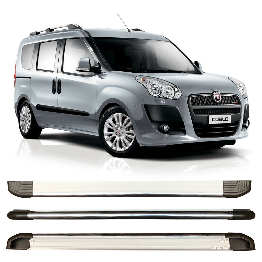 FIAT DOBLO SAHRA SILVER SIDE STEPS RUNNING BOARDS 2010 ONWARDS