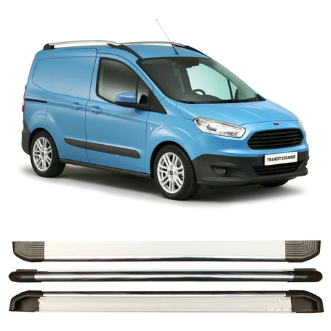 FORD TRANSIT COURIER SAHRA SILVER SIDE STEPS RUNNING BOARDS 2004 ONWARDS