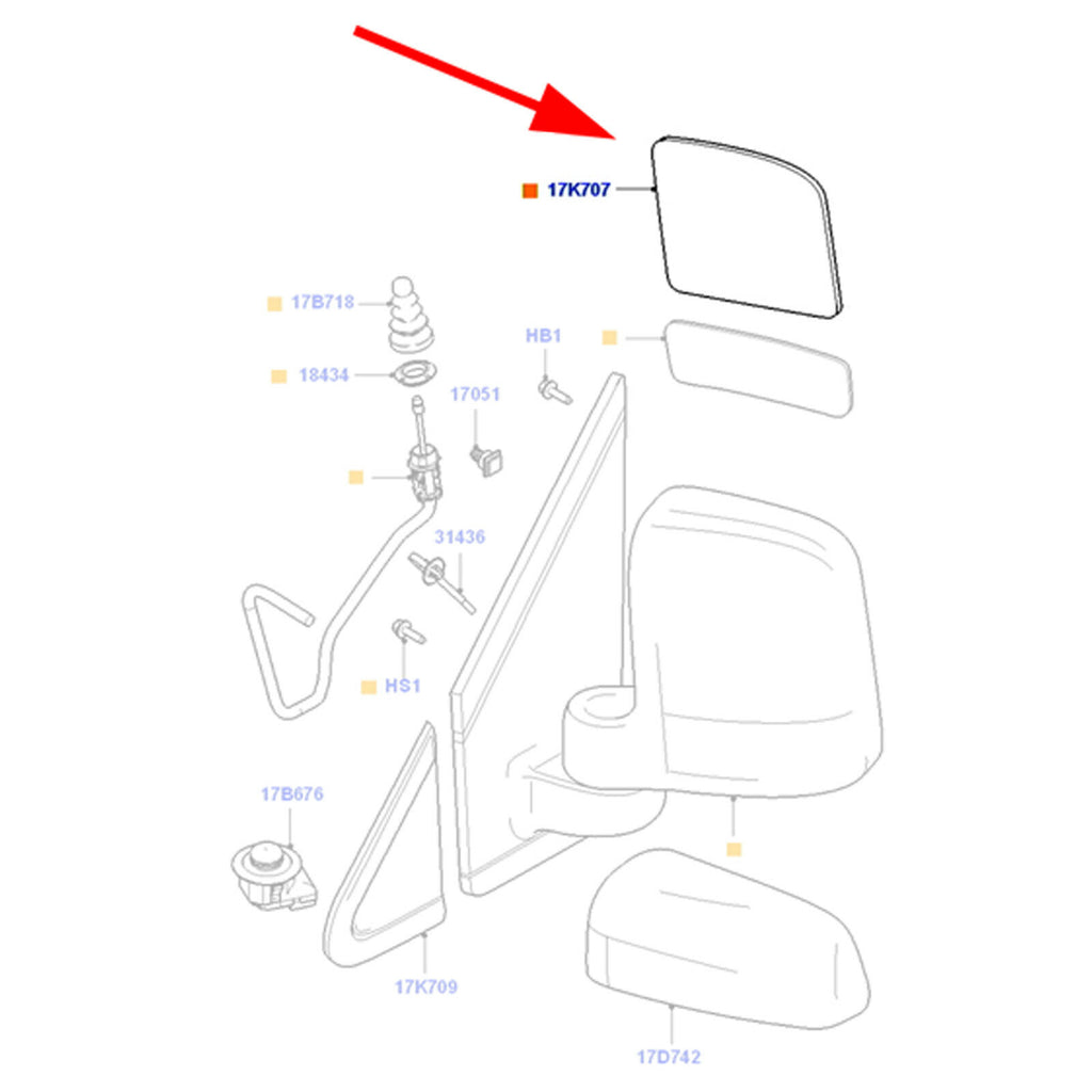 Left Passenger Side Wing Mirror Upper Glass Fits Ford Transit, Tourneo Connect